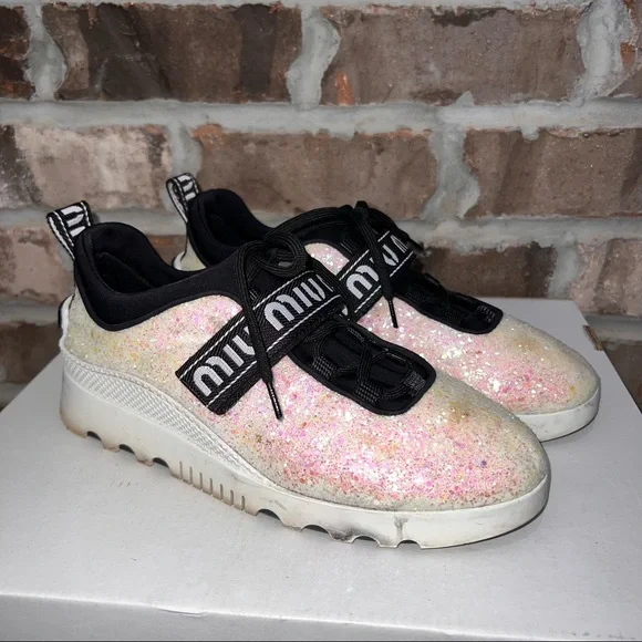 Miu Glitter Sneakers Miu Miu Sneaker Rosa MIU MIU Glitter Platform